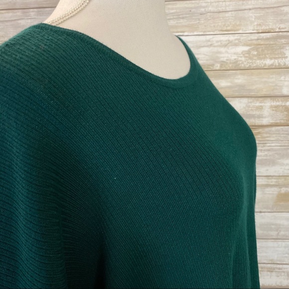Plus Forest Green Ribbed Dolman Sleeve Sweater - Picture 5 of 12